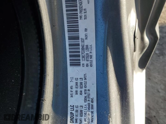 2011 Chrysler 200 Limited with VIN 1C3BC7EG9BN611637, listed as a Copart auction lot 86855294 with 89,844 mi miles and Salvage Title. Bid and sale history available at DreamBid. Image 14.