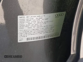 2015 Audi Q7 3.0T Premium Plus with VIN WA1LGAFE1FD015507, listed as a IAAI auction lot 41805130 with 158,687 mi miles. Bid and sale history available at carsss.com. Image 9.