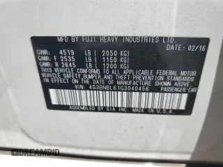2016 Subaru Legacy Limited with VIN 4S3BNBL61G3040456, listed as a Copart auction lot 53948475 with 50,537 mi miles and Salvage title. Bid and sale history available at DreamBid. Image 12.