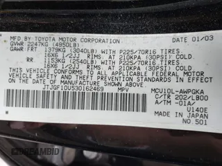 2003 Lexus RX 300 z VIN JTJGF10U530162469, wystawiony jako IAAI lot #42257609 z przebiegiem 238 259 mil mil oraz . Historia ofert i sprzedaży dostępna na DreamBid. Obrazek 9.