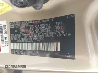 2012 Toyota Sienna XLE AAS with VIN 5TDYK3DC4CS220312, listed as a IAAI auction lot 42465081 with 92,548 mi miles and . Bid and sale history available at DreamBid. Image 9.