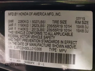2020 Acura RDX Technology with VIN 5J8TC2H50LL010306, listed as a IAAI auction lot 41589653 with 73,123 mi miles and . Bid and sale history available at DreamBid. Image 9.