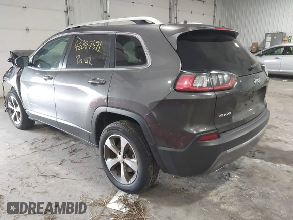 2019 Jeep Cherokee Limited with VIN 1C4PJMDX2KD467412, listed as a IAAI auction lot 42087391 with 106,168 mi miles and . Bid and sale history available at DreamBid. Image 3.
