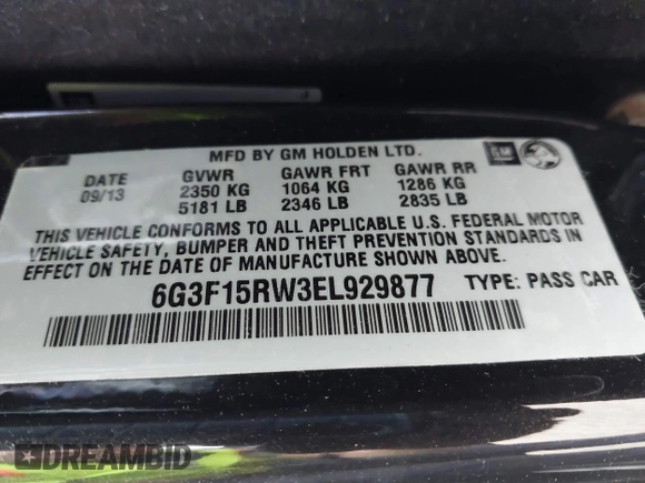 2014 Chevrolet SS with VIN 6G3F15RW3EL929877, listed as a IAAI auction lot 42095290 with Not provided miles and . Bid and sale history available at DreamBid. Image 9.