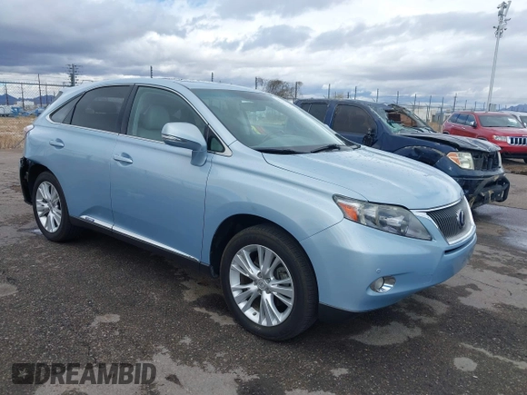 2010 Lexus RX 450h with VIN JTJZB1BA1A2401721, listed as a IAAI auction lot 41732065 with 119,697 mi miles and . Bid and sale history available at DreamBid. Image 1.