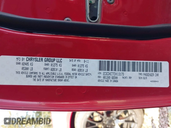 2012 Dodge Charger RT with VIN 2C3CDXCT7CH113173, listed as a IAAI auction lot 42098006 with 170,348 mi miles and . Bid and sale history available at carsss.com. Image 9.