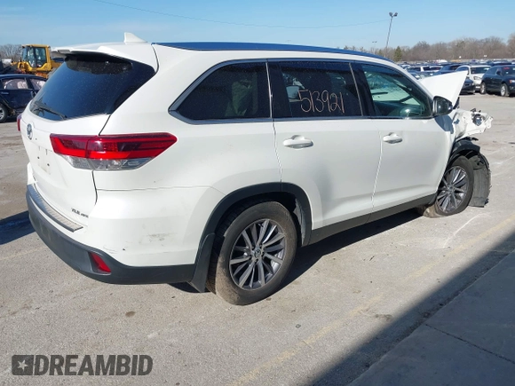 2019 Toyota Highlander SE with VIN 5TDJZRFH4KS568084, listed as a IAAI auction lot 41996726 with 88,892 mi miles and . Bid and sale history available at DreamBid. Image 4.