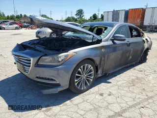 2015 Hyundai Genesis 3.8L with VIN KMHGN4JE9FU015014, listed as a Copart auction lot 58600464 with 0 mi miles and Salvage Title. Bid and sale history available at carsss.com. Image 1.