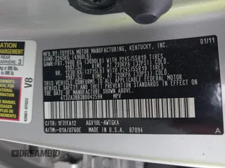 2011 Toyota Venza with VIN 4T3ZA3BB3BU042598, listed as a IAAI auction lot 42123546 with 170,860 mi miles and . Bid and sale history available at DreamBid. Image 9.