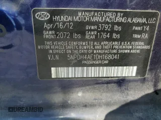 2013 Hyundai Elantra Limited with VIN 5NPDH4AE1DH168041, listed as a Copart auction lot 49709275 with 151,101 mi miles and Salvage Title. Bid and sale history available at DreamBid. Image 12.