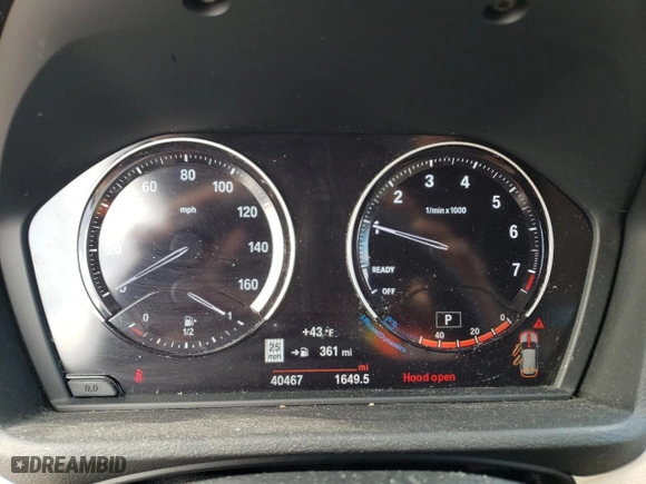 2019 BMW X1 xDrive28i with VIN WBXHT3C5XK3H35269, listed as a Copart auction lot 46409135 with 40,467 mi miles and Salvage Title. Bid and sale history available at carsss.com. Image 9.