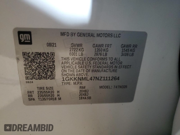 2022 GMC Acadia SLT with VIN 1GKKNML47NZ111264, listed as a Copart auction lot 83204674 with 25,916 mi miles and Salvage Title. Bid and sale history available at carsss.com. Image 15.