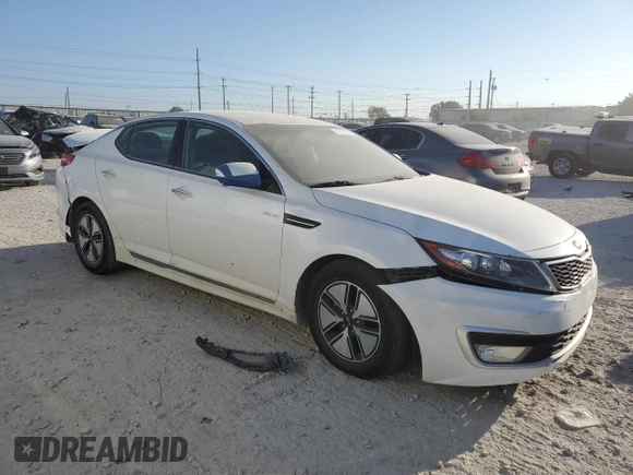 2013 Kia Optima Hybrid LX with VIN KNAGM4AD9D5043527, listed as a Copart auction lot 72262804 with 0 mi miles and Salvage Title. Bid and sale history available at carsss.com. Image 4.