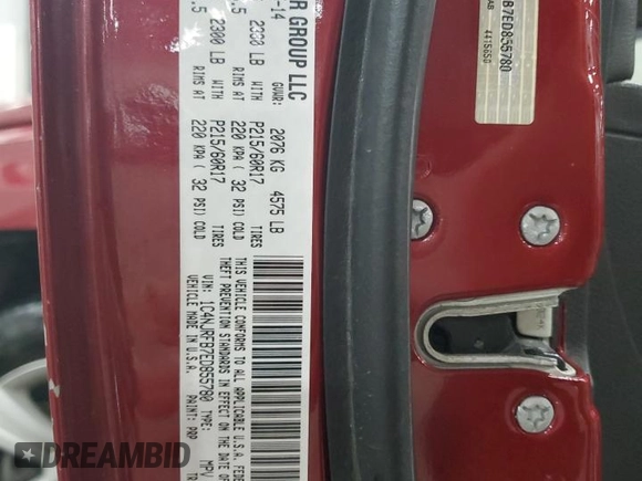 2014 Jeep Patriot Latitude with VIN 1C4NJRFB7ED855780, listed as a Copart auction lot 57246515 with 110,433 mi miles and Salvage title. Bid and sale history available at DreamBid. Image 13.