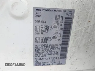 2016 Nissan Rogue SL with VIN 5N1AT2MT7GC873311, listed as a IAAI auction lot 41645032 with 98,535 mi miles. Bid and sale history available at carsss.com. Image 9.