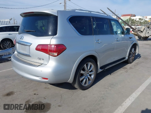 2012 Infiniti QX56 7-passenger with VIN JN8AZ2NF9C9517238, listed as a IAAI auction lot 42040522 with 165,088 mi miles. Bid and sale history available at carsss.com. Image 4.