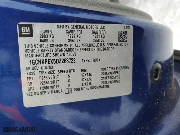 2013 Chevrolet Silverado 1500 Work Truck with VIN 1GCNKPEX5DZ268722, listed as a Copart auction lot 87367074 with 64,669 mi miles and Salvage Title. Bid and sale history available at carsss.com. Image 13.
