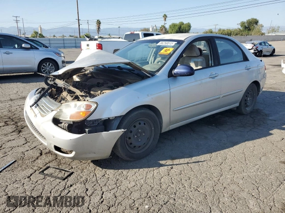 2008 Kia Spectra EX with VIN KNAFE122485540611, listed as a Copart auction lot 56258515 with 197,475 mi miles and Salvage title. Bid and sale history available at DreamBid. Image 1.