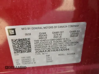 2018 Chevrolet Equinox LT with VIN 2GNAXJEV8J6342094, listed as a Copart auction lot 60083725 with Not provided miles and Salvage title. Bid and sale history available at DreamBid. Image 12.