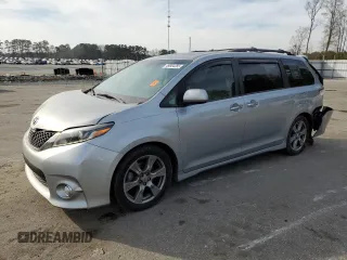 2017 Toyota Sienna SE with VIN 5TDXZ3DC2HS850408, listed as a Copart auction lot 49684385 with 104,720 mi miles and Salvage Title. Bid and sale history available at carsss.com. Image 1.