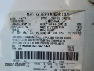 2020 Ford Explorer Limited with VIN 1FMSK8FH4LGA10441, listed as a Copart auction lot 48137415 with 76,246 mi miles and Non Repairable. Bid and sale history available at carsss.com. Image 14.