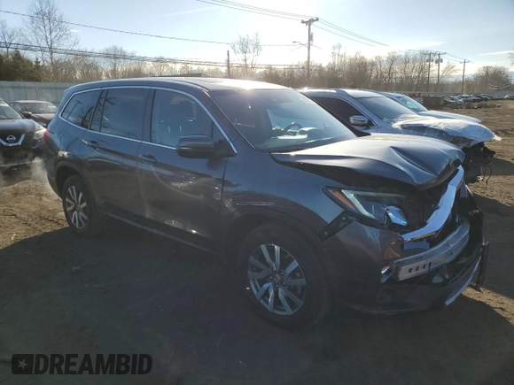 2021 Honda Pilot EX-L with VIN 5FNYF6H53MB073844, listed as a Copart auction lot 43656925 with 46,710 mi miles and Salvage Title. Bid and sale history available at DreamBid. Image 4.