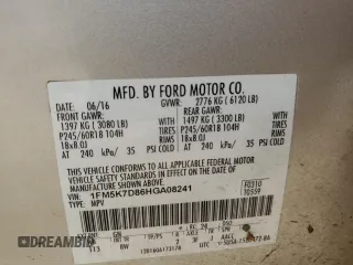 2017 Ford Explorer XLT с VIN 1FM5K7D86HGA08241, выставлен на аукционе Copart как лот 53072865 с пробегом 221 445 миль миль и Списание • Salvage title. История ставок и продаж доступна на DreamBid. Изображение 15.