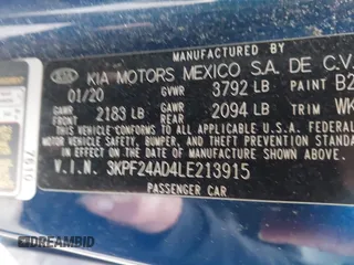 2020 Kia Forte LXS z VIN 3KPF24AD4LE213915, wystawiony jako IAAI lot #41674905 z przebiegiem 124 085 mil mil oraz . Historia ofert i sprzedaży dostępna na DreamBid. Obrazek 9.