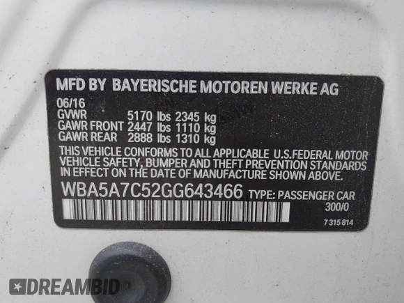2016 BMW 5 Series 528i xDrive с VIN WBA5A7C52GG643466, выставлен на аукционе IAAI как лот 42693556 с пробегом 72 121 миль миль и . История ставок и продаж доступна на DreamBid. Изображение 9.