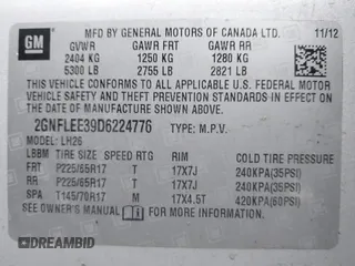 2013 Chevrolet Equinox LT with VIN 2GNFLEE39D6224776, listed as a IAAI auction lot 41320245 with 153,484 mi miles. Bid and sale history available at carsss.com. Image 9.