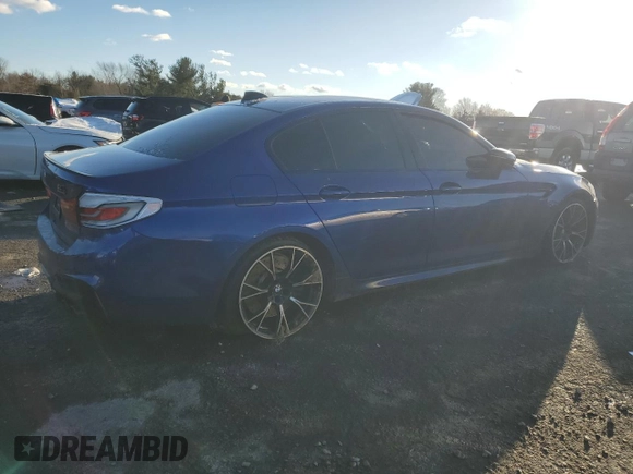 2019 BMW M5 with VIN WBSJF0C5XKB285493, listed as a Copart auction lot 87696545 with 47,381 mi miles and Salvage Title. Bid and sale history available at carsss.com. Image 3.