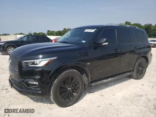 2019 Infiniti QX80 LUXE with VIN JN8AZ2NE2K9230913, listed as a Copart auction lot 57617074 with 95,985 mi miles and Salvage Title. Bid and sale history available at carsss.com. Image 1.