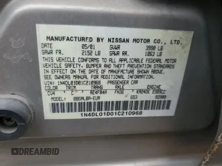 2001 Nissan Altima GXE with VIN 1N4DL01D01C210968, listed as a Copart auction lot 51956125 with 193,530 mi miles and Salvage Title. Bid and sale history available at carsss.com. Image 15.