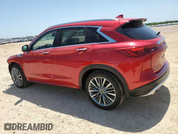 2024 Infiniti QX50 Sensory z VIN 3PCAJ5EB2RF112760, wystawiony jako Copart lot #51296305 z przebiegiem 7 677 mil mil oraz Szkoda całkowita • Salvage title. Historia ofert i sprzedaży dostępna na DreamBid. Obrazek 2.