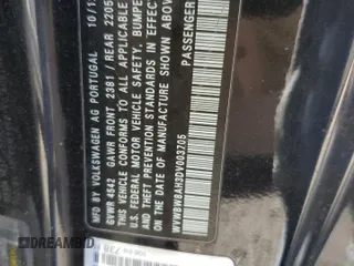 2013 Volkswagen Eos Komfort with VIN WVWBW8AH3DV003705, listed as a Copart auction lot 75803184 with Not Provided miles and Salvage Title. Bid and sale history available at DreamBid. Image 12.