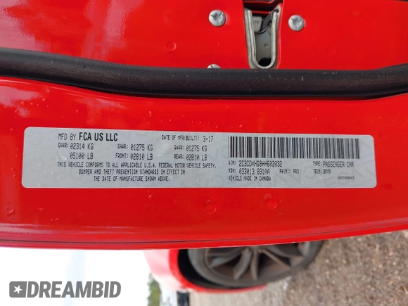 2017 Dodge Charger SXT with VIN 2C3CDXHG9HH602032, listed as a IAAI auction lot 41928253 with 184,556 mi miles and . Bid and sale history available at DreamBid. Image 9.