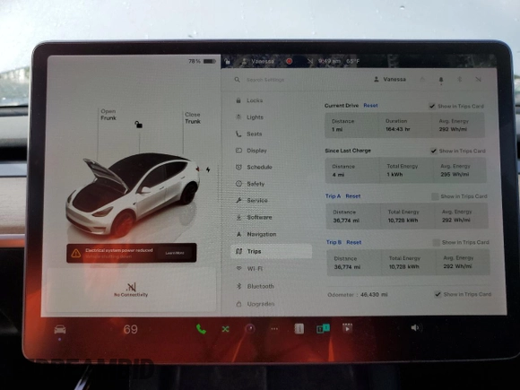 2022 Tesla Model Y Long Range with VIN 7SAYGDEE4NF398710, listed as a Copart auction lot 50510375 with 46,430 mi miles and Non Repairable. Bid and sale history available at DreamBid. Image 9.