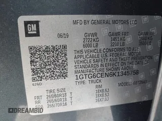 2019 GMC Canyon 4WD SLE with VIN 1GTG6CEN6K1345758, listed as a IAAI auction lot 41836882 with 36,641 mi miles. Bid and sale history available at carsss.com. Image 9.