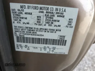 2002 Ford Super Duty F-250 XL with VIN 1FTNX20F82ED46224, listed as a Copart auction lot 72946844 with 63,954 mi miles and Salvage Title. Bid and sale history available at carsss.com. Image 14.