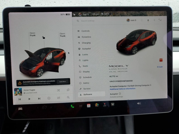 2021 Tesla Model Y Long Range with VIN 5YJYGDEEXMF294556, listed as a Copart auction lot 46668035 with 42,772 mi miles and Salvage Title. Bid and sale history available at DreamBid. Image 9.