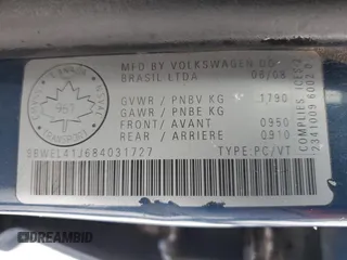 2008 Volkswagen Golf with VIN 9BWEL41J684031727, listed as a Copart auction lot 87077804 with 326,253 mi miles and Clean title. Bid and sale history available at DreamBid. Image 12.