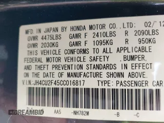 2012 Acura TSX with VIN JH4CU2F45CC016817, listed as a IAAI auction lot 42104700 with 148,617 mi miles. Bid and sale history available at carsss.com. Image 9.