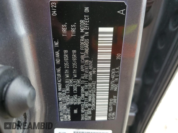 2023 Toyota Highlander L with VIN 5TDKDRBH9PS034482, listed as a Copart auction lot 57347815 with 26,150 mi miles and Salvage title. Bid and sale history available at DreamBid. Image 13.