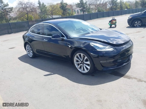 2018 Tesla Model 3 Long Range Battery with VIN 5YJ3E1EA3JF060296, listed as a IAAI auction lot 41901636 with 110,847 mi miles. Bid and sale history available at carsss.com. Image 1.