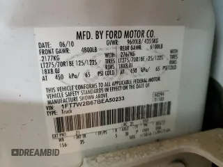 2011 Ford F-250 XL with VIN 1FT7W2B67BEA50233, listed as a Copart auction lot 48241625 with 266,489 mi miles and Salvage title. Bid and sale history available at DreamBid. Image 14.