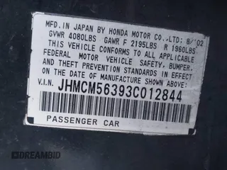 2003 Honda Accord LX with VIN JHMCM56393C012844, listed as a IAAI auction lot 42691503 with 237,784 mi miles and . Bid and sale history available at DreamBid. Image 9.