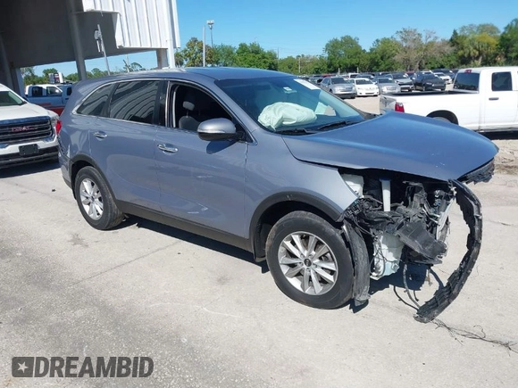 2019 Kia Sorento L with VIN 5XYPG4A3XKG605229, listed as a IAAI auction lot 41827291 with 59,594 mi miles. Bid and sale history available at carsss.com. Image 1.