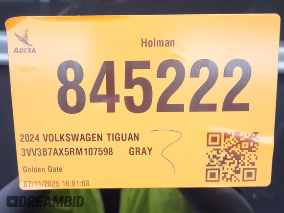 2024 Volkswagen Tiguan SE with VIN 3VV3B7AX5RM107598, listed as a IAAI auction lot 42796418 with 25,762 mi miles and . Bid and sale history available at DreamBid. Image 23.