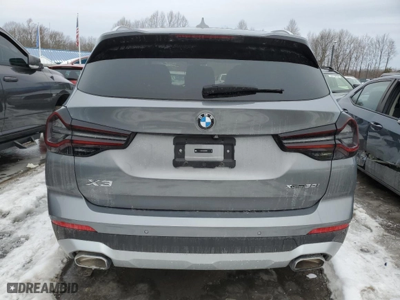 2024 BMW X3 xDrive30i with VIN 5UX53DP04R9U62899, listed as a Copart auction lot 44130515 with 14,156 mi miles and Salvage Title. Bid and sale history available at carsss.com. Image 6.