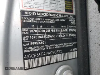 2009 Mercedes-Benz R 3.5L with VIN 4JGCB65E49A090822, listed as a Copart auction lot 76287264 with Not Provided miles and Non Repairable. Bid and sale history available at carsss.com. Image 14.